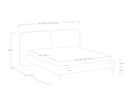 Кровать Сонум Brooklyn Микровелюр Светло-серый 140х190